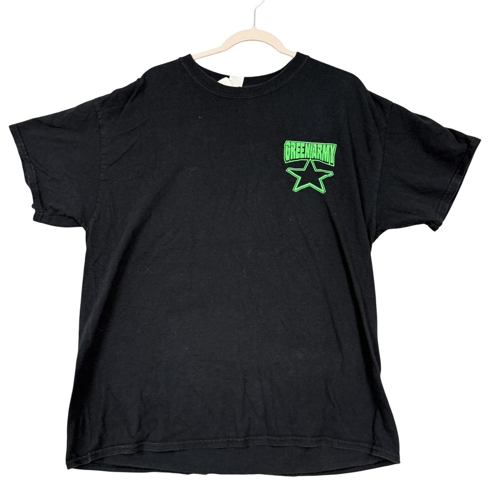 Gildan Shirt Mens XL Black Neon Green Army Star Graphic Military Tee Cotton